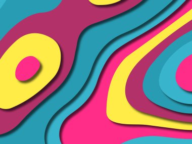 kağıt ile 3D arka plan şekilleri kesim. Soyut kağıt kitap kapağı için şablon arka plan bölmek. Kağıt arka plan kes. Soyut gerçekçi kağıt dekorasyon tasarımı için