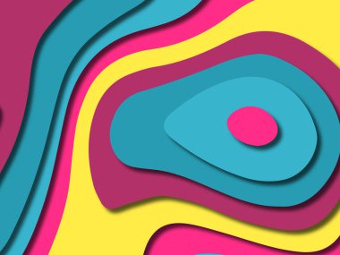 kağıt ile 3D arka plan şekilleri kesim. Soyut kağıt kitap kapağı için şablon arka plan bölmek. Kağıt arka plan kes. Soyut gerçekçi kağıt dekorasyon tasarımı için