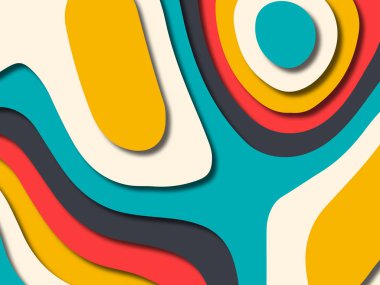 kağıt ile 3D arka plan şekilleri kesim. Soyut kağıt kitap kapağı için şablon arka plan bölmek. Kağıt arka plan kes. Soyut gerçekçi kağıt dekorasyon tasarımı için