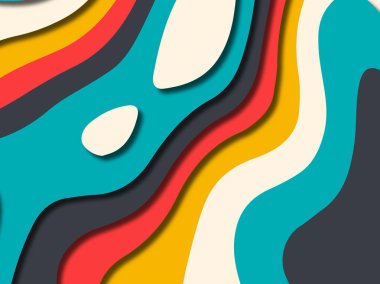 kağıt ile 3D arka plan şekilleri kesim. Soyut kağıt kitap kapağı için şablon arka plan bölmek. Kağıt arka plan kes. Soyut gerçekçi kağıt dekorasyon tasarımı için