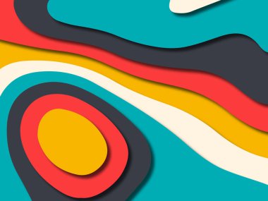 kağıt ile 3D arka plan şekilleri kesim. Soyut kağıt kitap kapağı için şablon arka plan bölmek. Kağıt arka plan kes. Soyut gerçekçi kağıt dekorasyon tasarımı için