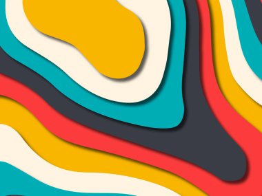 kağıt ile 3D arka plan şekilleri kesim. Soyut kağıt kitap kapağı için şablon arka plan bölmek. Kağıt arka plan kes. Soyut gerçekçi kağıt dekorasyon tasarımı için