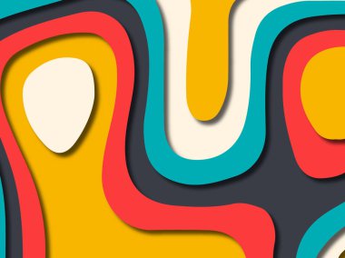 kağıt ile 3D arka plan şekilleri kesim. Soyut kağıt kitap kapağı için şablon arka plan bölmek. Kağıt arka plan kes. Soyut gerçekçi kağıt dekorasyon tasarımı için