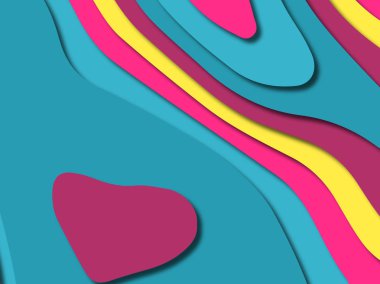 kağıt ile 3D arka plan şekilleri kesim. Soyut kağıt kitap kapağı için şablon arka plan bölmek. Kağıt arka plan kes. Soyut gerçekçi kağıt dekorasyon tasarımı için