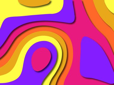 Renkli oyma sanat. Kağıt arka plan şekilleri kesim kağıdı ile kesin. İş sunumları, el ilanları, afişler, davetler için şablon tasarım düzen