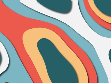 Renkli oyma sanat. Kağıt arka plan şekilleri kesim kağıdı ile kesin. İş sunumları, el ilanları, afişler, davetler için şablon tasarım düzen