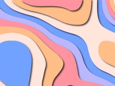 Renkli oyma sanat. Kağıt arka plan şekilleri kesim kağıdı ile kesin. İş sunumları, el ilanları, afişler, davetler için şablon tasarım düzen