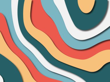 Renkli oyma sanat. Kağıt arka plan şekilleri kesim kağıdı ile kesin. İş sunumları, el ilanları, afişler, davetler için şablon tasarım düzen