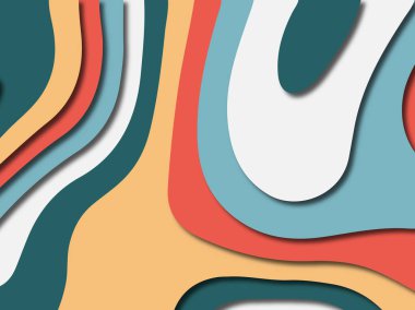 Renkli oyma sanat. Kağıt arka plan şekilleri kesim kağıdı ile kesin. İş sunumları, el ilanları, afişler, davetler için şablon tasarım düzen