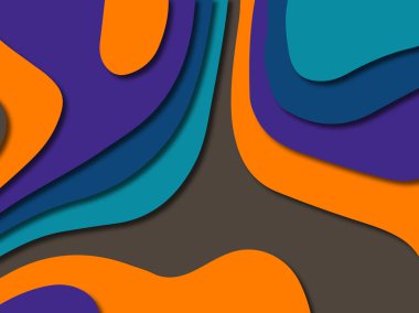 Renkli oyma sanat. Kağıt arka plan şekilleri kesim kağıdı ile kesin. İş sunumları, el ilanları, afişler, davetler için şablon tasarım düzen