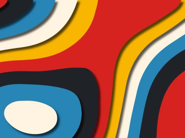 Renkli oyma sanat. Kağıt arka plan şekilleri kesim kağıdı ile kesin. İş sunumları, el ilanları, afişler, davetler için şablon tasarım düzen