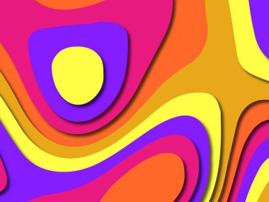 Renkli oyma sanat. Kağıt arka plan şekilleri kesim kağıdı ile kesin. İş sunumları, el ilanları, afişler, davetler için şablon tasarım düzen