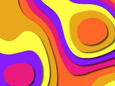 Renkli oyma sanat. Kağıt arka plan şekilleri kesim kağıdı ile kesin. İş sunumları, el ilanları, afişler, davetler için şablon tasarım düzen