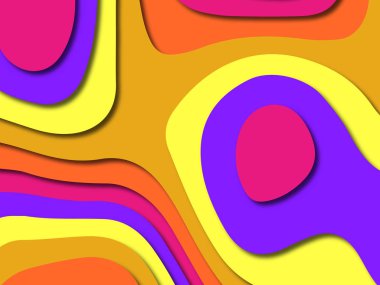 Renkli oyma sanat. Kağıt arka plan şekilleri kesim kağıdı ile kesin. İş sunumları, el ilanları, afişler, davetler için şablon tasarım düzen