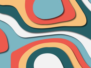 Renkli oyma sanat. Kağıt arka plan şekilleri kesim kağıdı ile kesin. İş sunumları, el ilanları, afişler, davetler için şablon tasarım düzen