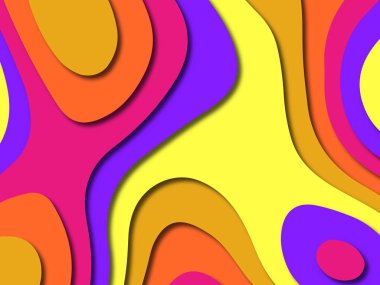 Renkli oyma sanat. Kağıt arka plan şekilleri kesim kağıdı ile kesin. İş sunumları, el ilanları, afişler, davetler için şablon tasarım düzen