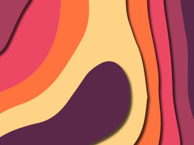 Renkli oyma sanat. Kağıt arka plan şekilleri kesim kağıdı ile kesin. İş sunumları, el ilanları, afişler, davetler için şablon tasarım düzen