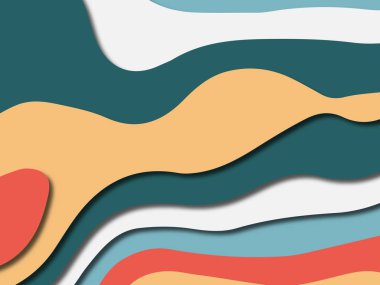 Renkli oyma sanat. Kağıt arka plan şekilleri kesim kağıdı ile kesin. İş sunumları, el ilanları, afişler, davetler için şablon tasarım düzen