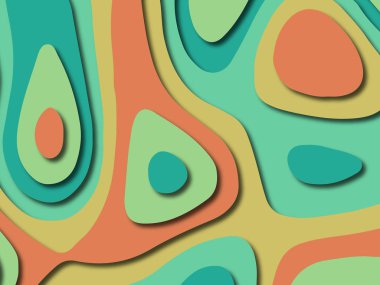 Renkli oyma sanat. Kağıt arka plan şekilleri kesim kağıdı ile kesin. İş sunumları, el ilanları, afişler, davetler için şablon tasarım düzen