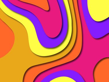 Renkli oyma sanat. Kağıt arka plan şekilleri kesim kağıdı ile kesin. İş sunumları, el ilanları, afişler, davetler için şablon tasarım düzen