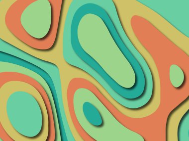 Renkli oyma sanat. Kağıt arka plan şekilleri kesim kağıdı ile kesin. İş sunumları, el ilanları, afişler, davetler için şablon tasarım düzen