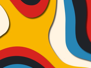 Renkli oyma sanat. Kağıt arka plan şekilleri kesim kağıdı ile kesin. İş sunumları, el ilanları, afişler, davetler için şablon tasarım düzen