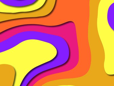 Renkli oyma sanat. Kağıt arka plan şekilleri kesim kağıdı ile kesin. İş sunumları, el ilanları, afişler, davetler için şablon tasarım düzen