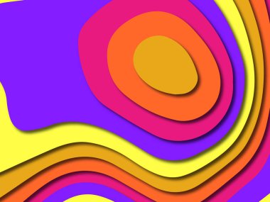 Renkli oyma sanat. Kağıt arka plan şekilleri kesim kağıdı ile kesin. İş sunumları, el ilanları, afişler, davetler için şablon tasarım düzen