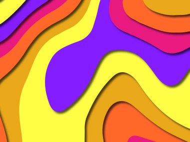 Renkli oyma sanat. Kağıt arka plan şekilleri kesim kağıdı ile kesin. İş sunumları, el ilanları, afişler, davetler için şablon tasarım düzen