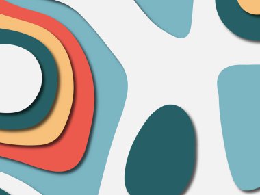 Renkli oyma sanat. Kağıt arka plan şekilleri kesim kağıdı ile kesin. İş sunumları, el ilanları, afişler, davetler için şablon tasarım düzen