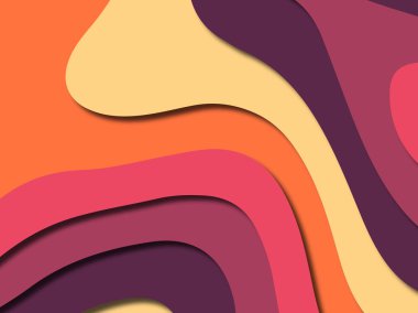 Renkli oyma sanat. Kağıt arka plan şekilleri kesim kağıdı ile kesin. İş sunumları, el ilanları, afişler, davetler için şablon tasarım düzen