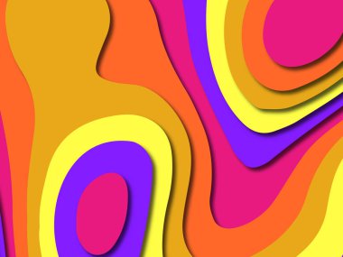 Renkli oyma sanat. Kağıt arka plan şekilleri kesim kağıdı ile kesin. İş sunumları, el ilanları, afişler, davetler için şablon tasarım düzen