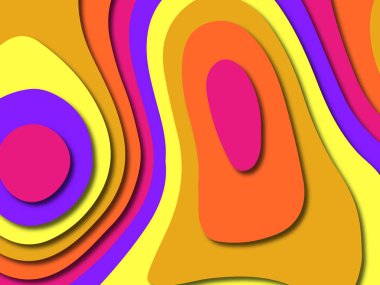 Renkli oyma sanat. Kağıt arka plan şekilleri kesim kağıdı ile kesin. İş sunumları, el ilanları, afişler, davetler için şablon tasarım düzen