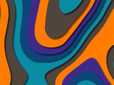 Renkli oyma sanat. Kağıt arka plan şekilleri kesim kağıdı ile kesin. İş sunumları, el ilanları, afişler, davetler için şablon tasarım düzen