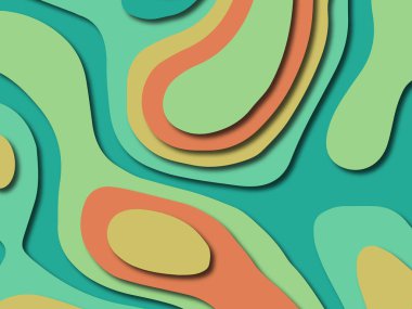 Renkli oyma sanat. Kağıt arka plan şekilleri kesim kağıdı ile kesin. İş sunumları, el ilanları, afişler, davetler için şablon tasarım düzen