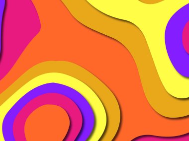 Renkli oyma sanat. Kağıt arka plan şekilleri kesim kağıdı ile kesin. İş sunumları, el ilanları, afişler, davetler için şablon tasarım düzen