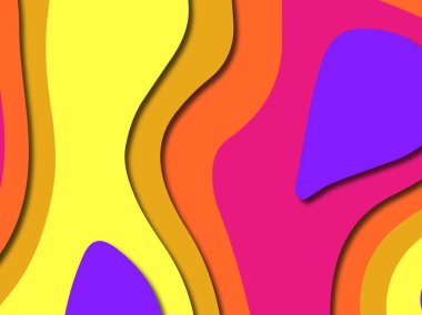 Renkli oyma sanat. Kağıt arka plan şekilleri kesim kağıdı ile kesin. İş sunumları, el ilanları, afişler, davetler için şablon tasarım düzen