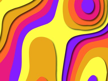 Renkli oyma sanat. Kağıt arka plan şekilleri kesim kağıdı ile kesin. İş sunumları, el ilanları, afişler, davetler için şablon tasarım düzen