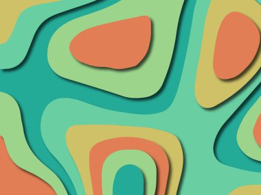 Renkli oyma sanat. Kağıt arka plan şekilleri kesim kağıdı ile kesin. İş sunumları, el ilanları, afişler, davetler için şablon tasarım düzen