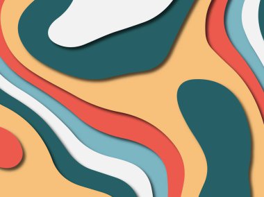 Renkli oyma sanat. Kağıt arka plan şekilleri kesim kağıdı ile kesin. İş sunumları, el ilanları, afişler, davetler için şablon tasarım düzen