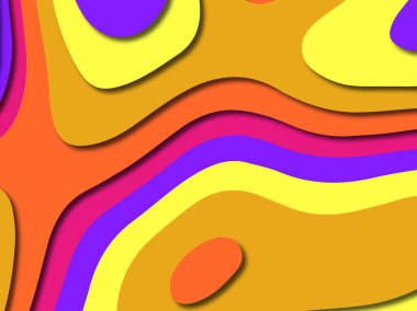 Renkli oyma sanat. Kağıt arka plan şekilleri kesim kağıdı ile kesin. İş sunumları, el ilanları, afişler, davetler için şablon tasarım düzen