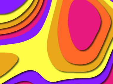 Renkli oyma sanat. Kağıt arka plan şekilleri kesim kağıdı ile kesin. İş sunumları, el ilanları, afişler, davetler için şablon tasarım düzen