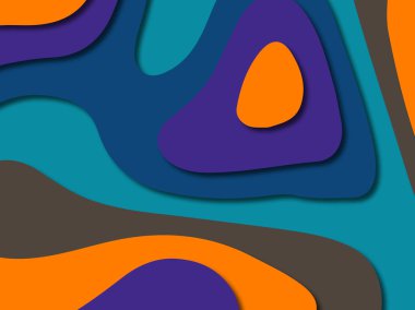 Renkli oyma sanat. Kağıt arka plan şekilleri kesim kağıdı ile kesin. İş sunumları, el ilanları, afişler, davetler için şablon tasarım düzen