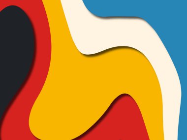 Renkli oyma sanat. Kağıt arka plan şekilleri kesim kağıdı ile kesin. İş sunumları, el ilanları, afişler, davetler için şablon tasarım düzen