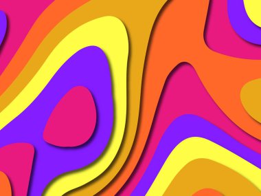 Renkli oyma sanat. Kağıt arka plan şekilleri kesim kağıdı ile kesin. İş sunumları, el ilanları, afişler, davetler için şablon tasarım düzen