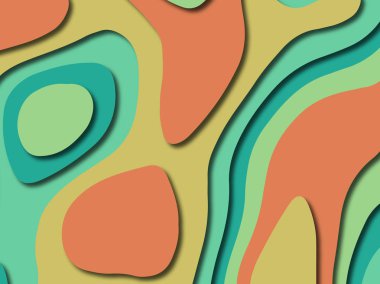 Renkli oyma sanat. Kağıt arka plan şekilleri kesim kağıdı ile kesin. İş sunumları, el ilanları, afişler, davetler için şablon tasarım düzen