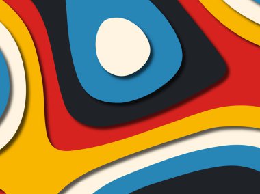 Renkli oyma sanat. Kağıt arka plan şekilleri kesim kağıdı ile kesin. İş sunumları, el ilanları, afişler, davetler için şablon tasarım düzen