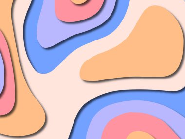 Renkli oyma sanat. Kağıt arka plan şekilleri kesim kağıdı ile kesin. İş sunumları, el ilanları, afişler, davetler için şablon tasarım düzen