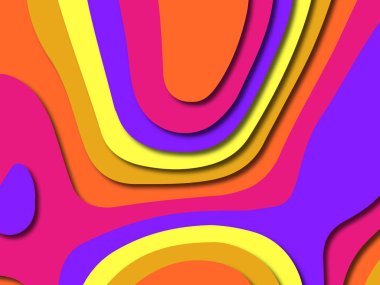 Renkli oyma sanat. Kağıt arka plan şekilleri kesim kağıdı ile kesin. İş sunumları, el ilanları, afişler, davetler için şablon tasarım düzen