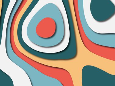 Renkli oyma sanat. Kağıt arka plan şekilleri kesim kağıdı ile kesin. İş sunumları, el ilanları, afişler, davetler için şablon tasarım düzen